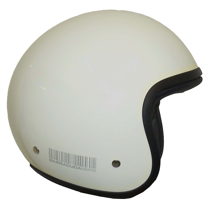 Casco Moto Jet Custom In Fibra BARRACUDA Classic Bianco Lucido
