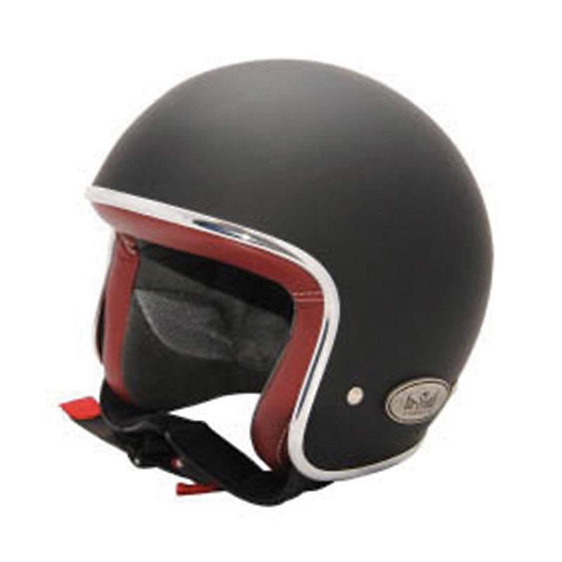 Casco Moto Jet Vintage in Fibra Baruffaldi Zar 2.0 Nero Opaco Interno Rosso
