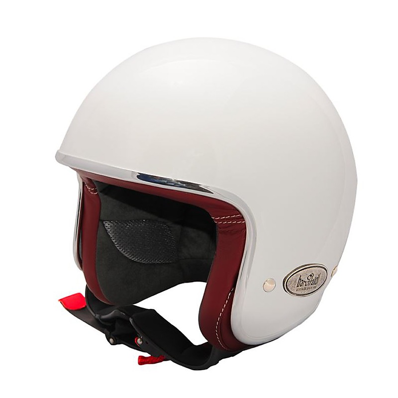 Casco Moto Jet in fibra Baruffaldi Zar Vintage Bianco Flash & Rosso
