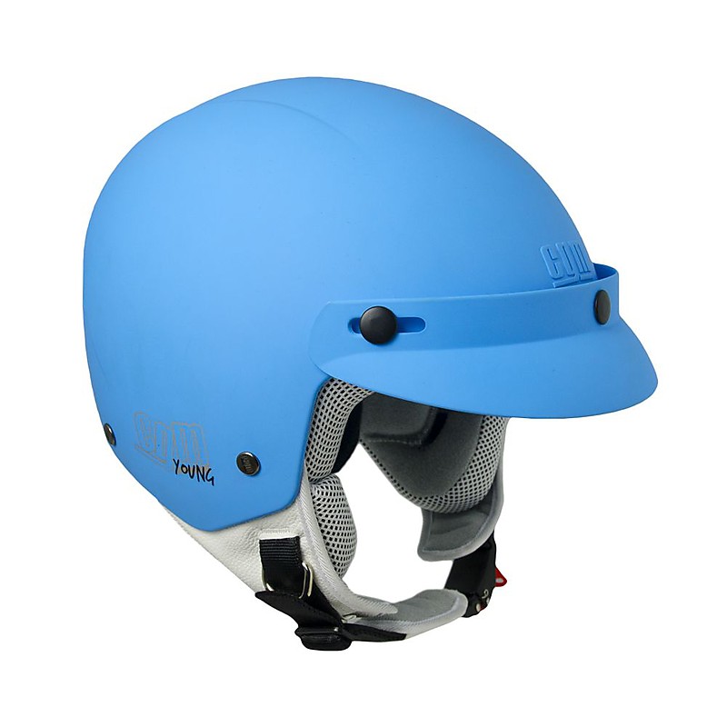 Casco Moto Jet Bambino CGM 204A Cuba Smile Azzurro Opaco Con Adesivi
