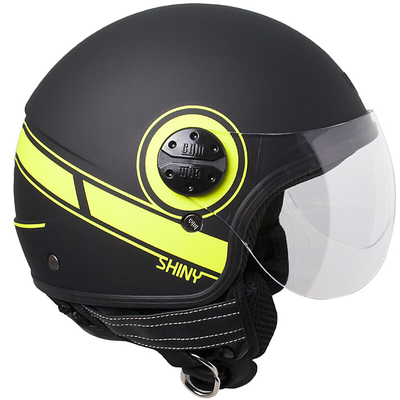 Casco Moto Jet CGM 109s Shiny Nero Opaco Giallo