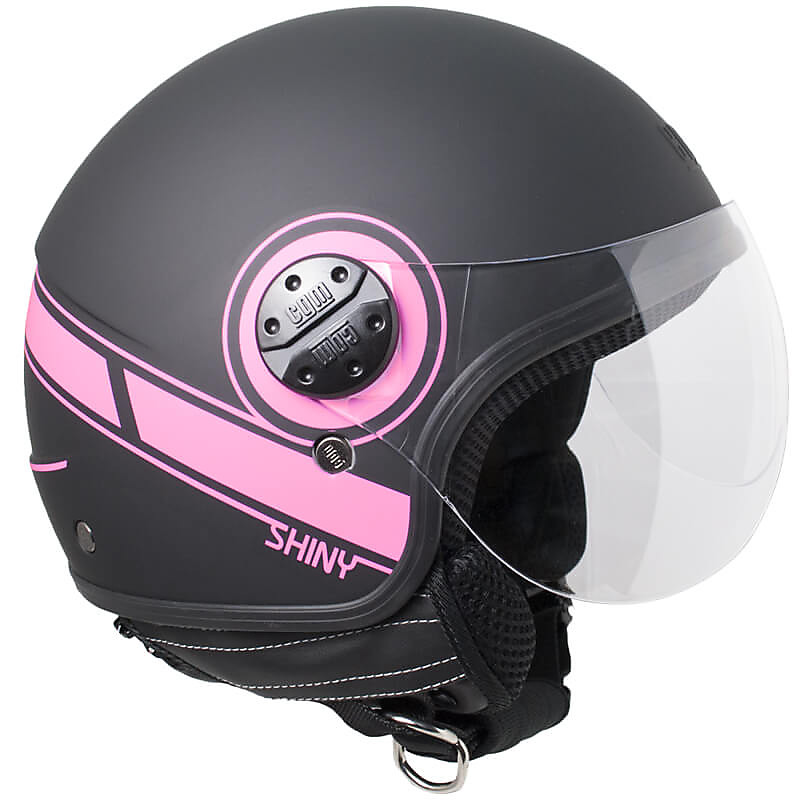 Casco Moto Jet CGM 109s Shiny Nero Opaco Rosa