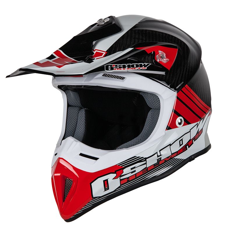 CASCO OSHOW C4-S CARBON NERO-ROSSO