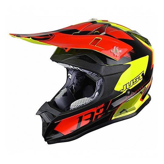 CASCO JUST 1 J32 PRO KICK NERO-ROSSO-GIALLO 