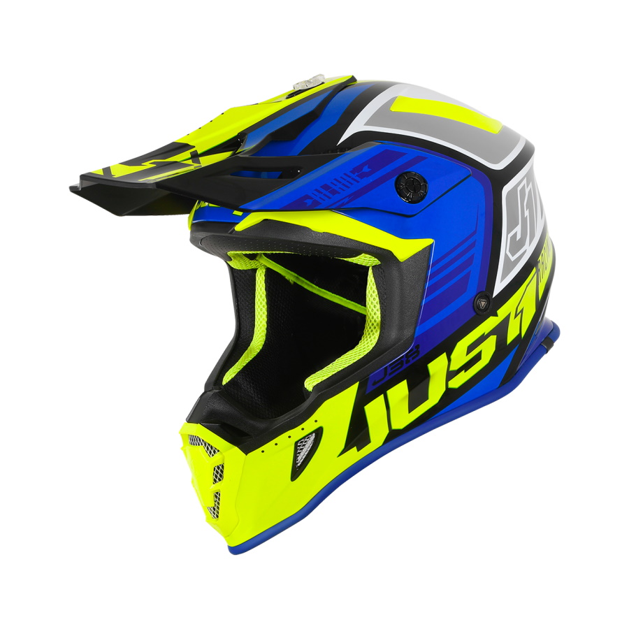 CASCO ORIGINE JUST1 J38 BLADE BLUE FLUO GIALLO NERO LUCIDO