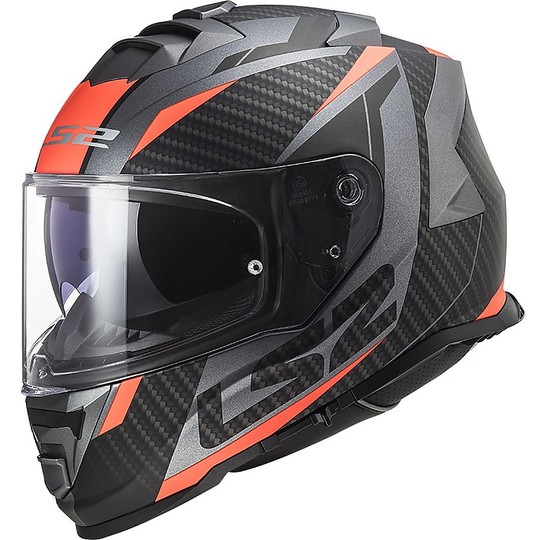 CASCO LS2 FF800 STORM RACER TITANIO OPACO ARANCIO FLUO