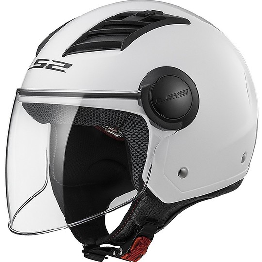 CASCO LS2 OF562 JET AIRFLOW VISIERA LUNGA Bianco Lucido