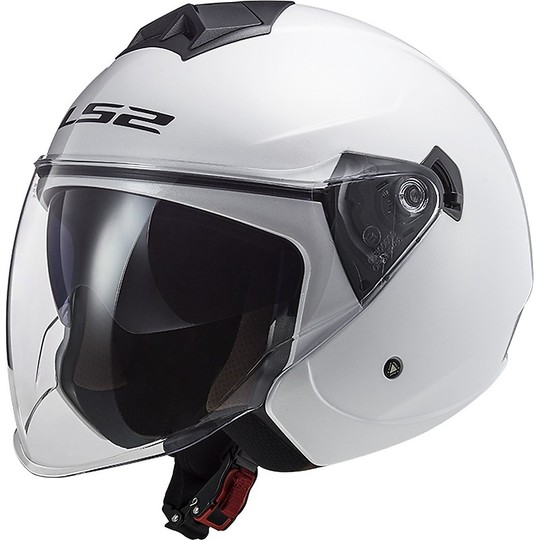 CASCO LS2 JET VISIERA LUNGA OF573 TWISTER II SINGLE MONO GLOSS WHITE