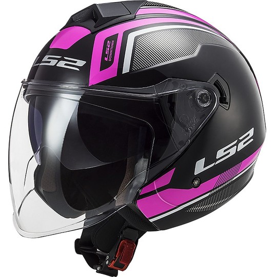 CASCO LS2 JET VISIERA LUNGA OF573 TWISTER II BLACK VIOLET 