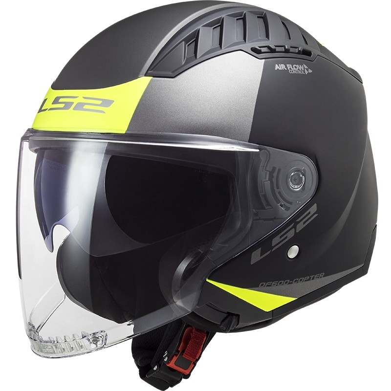 CASCO LS2 JET OF600 COPTER URBANE MATT BLACK H-V YELLOW