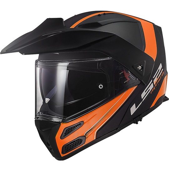 CASCO LS2 MODULARE METRO EVO RAPID NERO OPACO-ARANCIO 