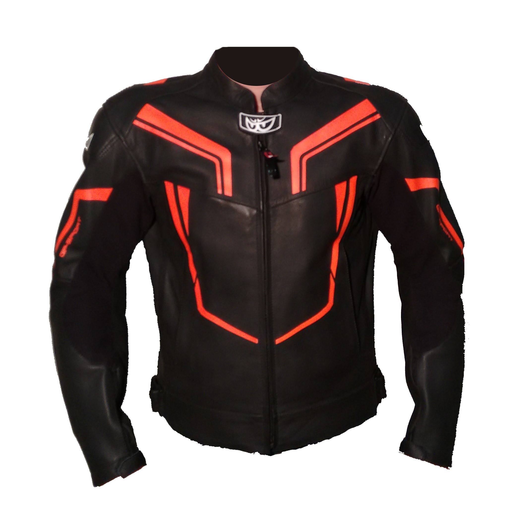 Berik giacchetto moto in pelle Nero Arancio